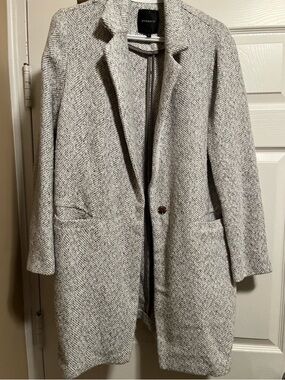 Dynamite Gray Herringbone Single-Button Trench Coat